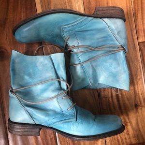 Miz Mooz blue leather ankle bootie